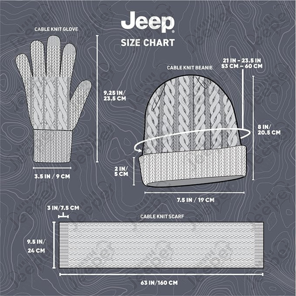 Pack hiver : Bonnet Jeep, gants Jeep et écharpe Jeep, couleur gris