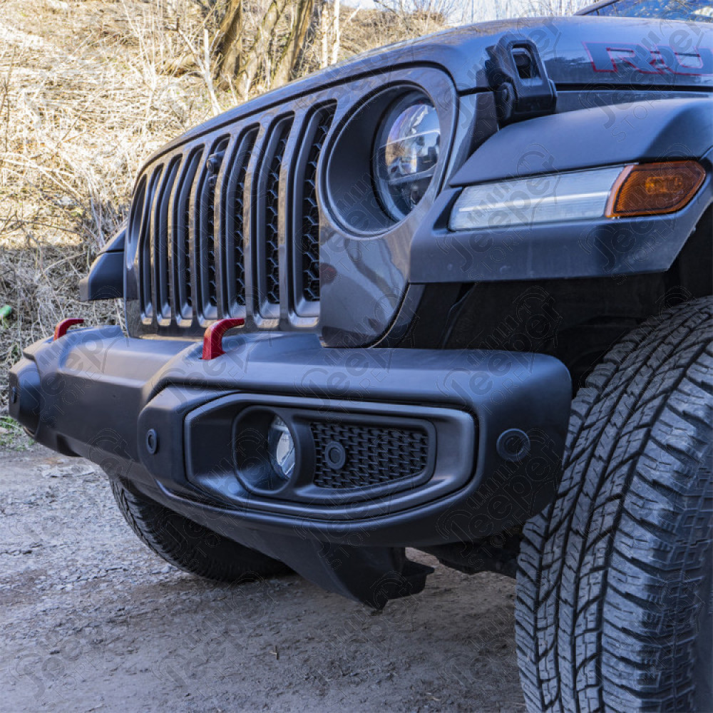 Pare chocs avant type Rubicon US (en plastique) pour Jeep Wrangler JL. Avec trous pour les radars de stationnement. 