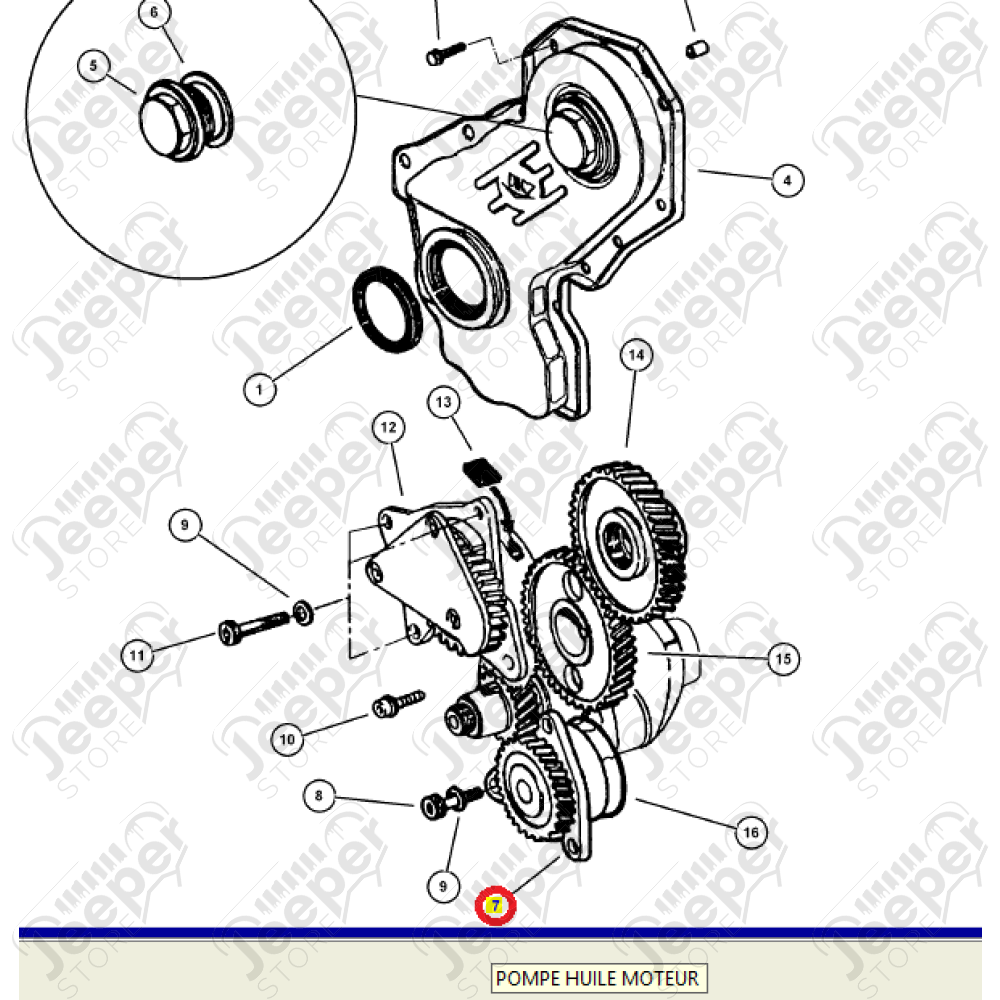 Pompe à huile moteur 3.1L TD (moteur VM) pour Jeep Grand Cherokee WJ, WG