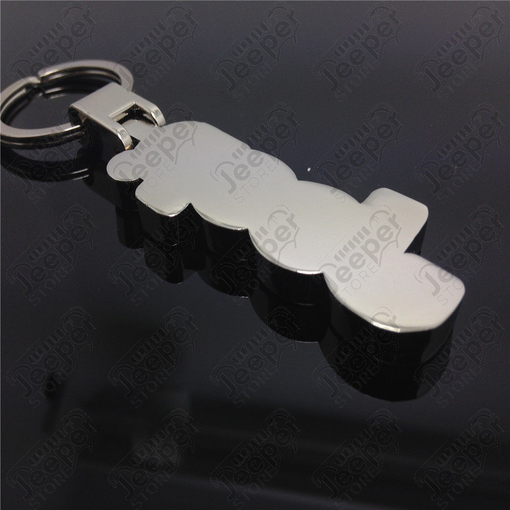 Porte clef Jeep en acier chrome et noir