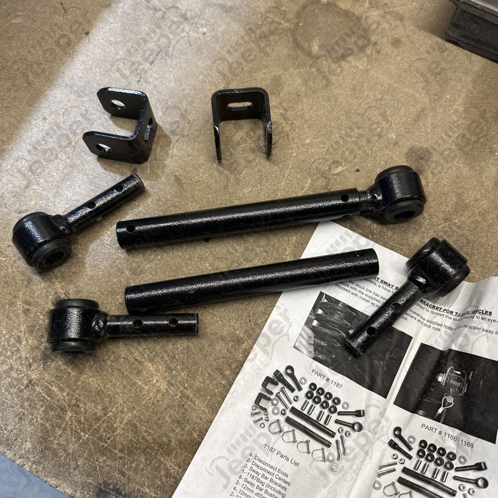 Occasion : Kit biellettes déconnectable rallongées (26.50cm a 32cm) sans boulonnerie pour YJ, TJ, MJ, XJ, ZJ, ZG (1984-2006)