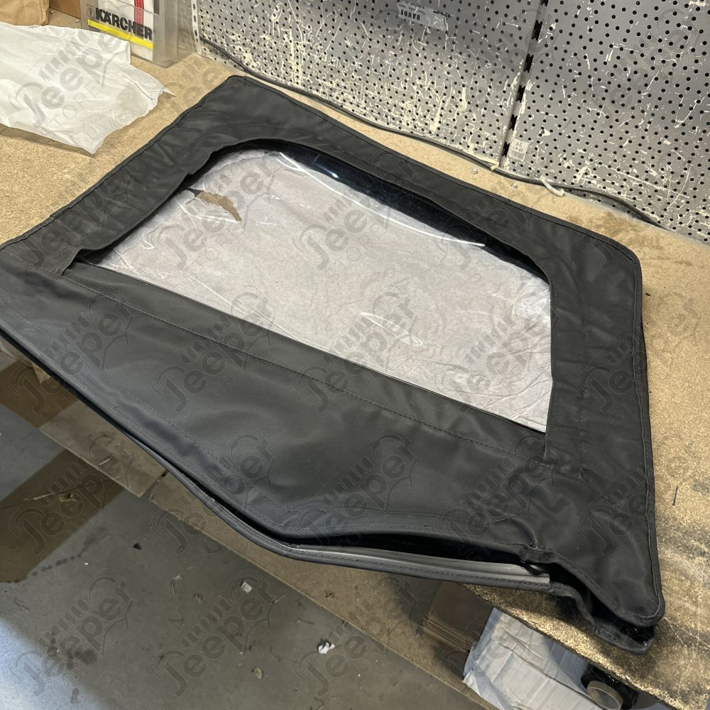 Occasion : Vitre de demi porte avant gauche noir denim (coin carré) pour Jeep Wrangler YJ (1987-1995)