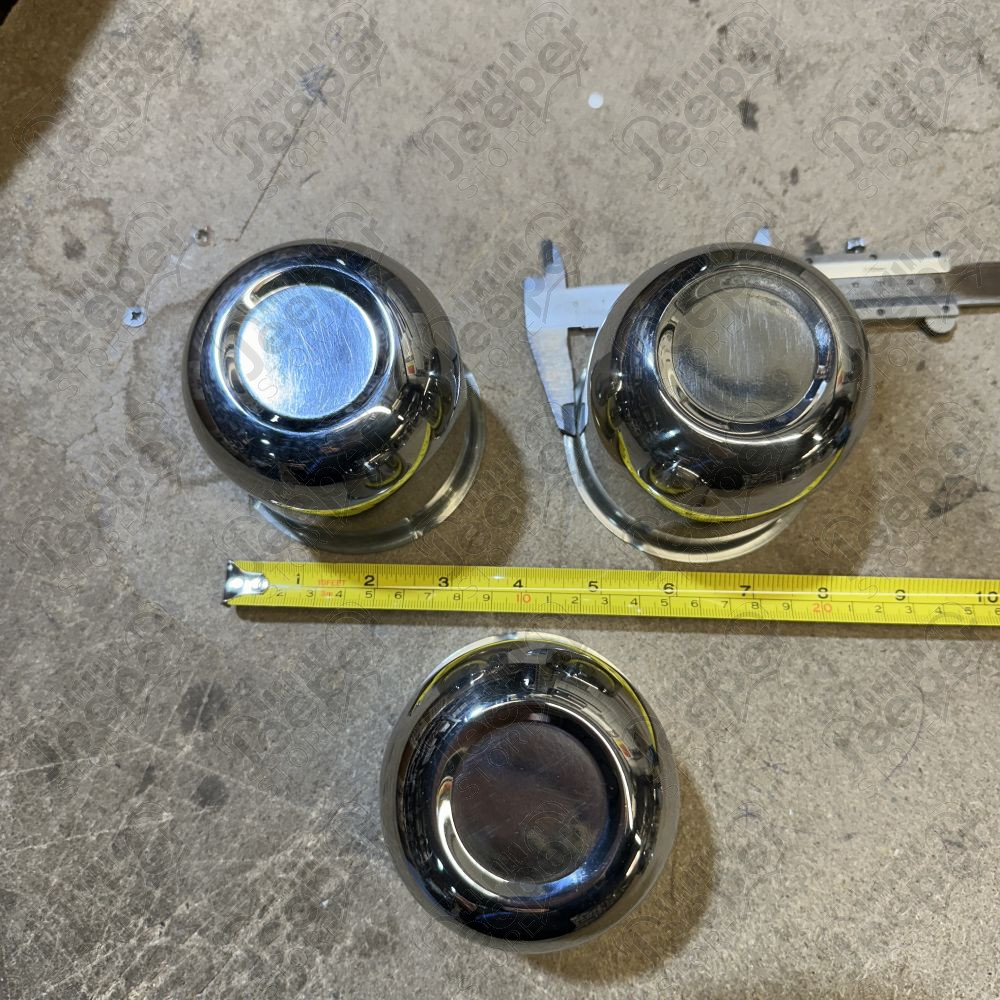 Occasion : Lot 3 cache moyeux acier chromé 83mm (compatibilité : voir description)