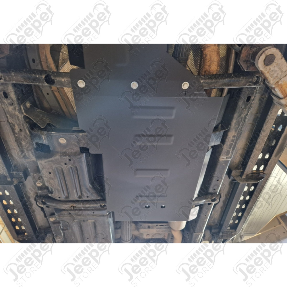 Protection acier boîte de vitesses + boîte de transfert FLJ Offroad "IronShield Drivetrain" épaisseur : 2mm pour Jeep Wrangler JL & JL Unlimited - 15007.301 / 00.505 / 5941986203885