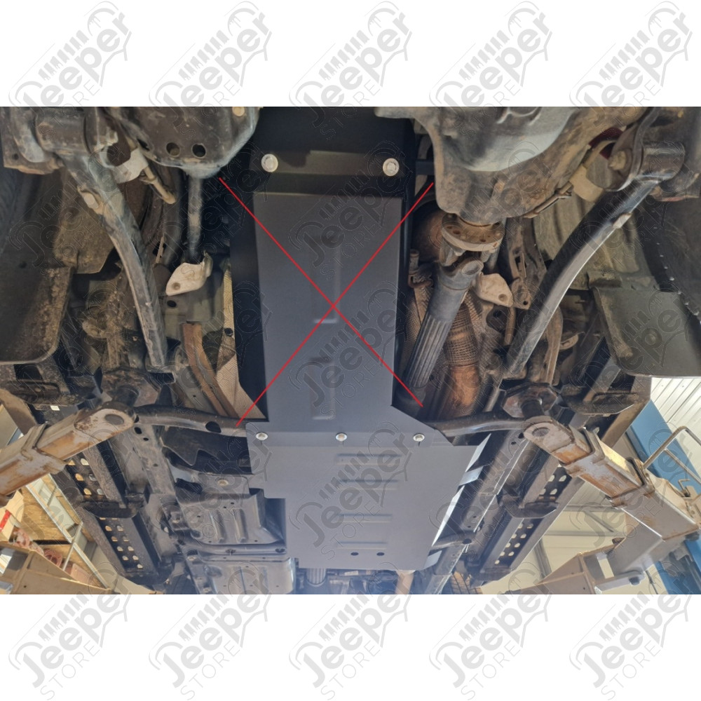 Protection acier boîte de vitesses + boîte de transfert FLJ Offroad "IronShield Drivetrain" épaisseur : 2mm pour Jeep Gladiator JT - 15007.351 / 00.505 / 5941986203885