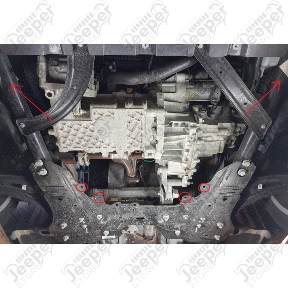 Protection acier carter moteur + boîte + radiateur + pare-chocs FLJ Offroad "IronShield Front" épaisseur : 2mm pour Jeep Compass MP - 15007.850 / 07.051 / 5941986203816