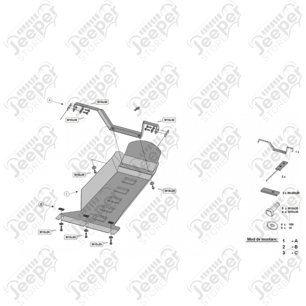 Protection acier carter moteur FLJ Offroad "IronShield Engine" épaisseur : 2mm pour Jeep Gladiator JT - 15007.350 / 28.505 / 5941986203878