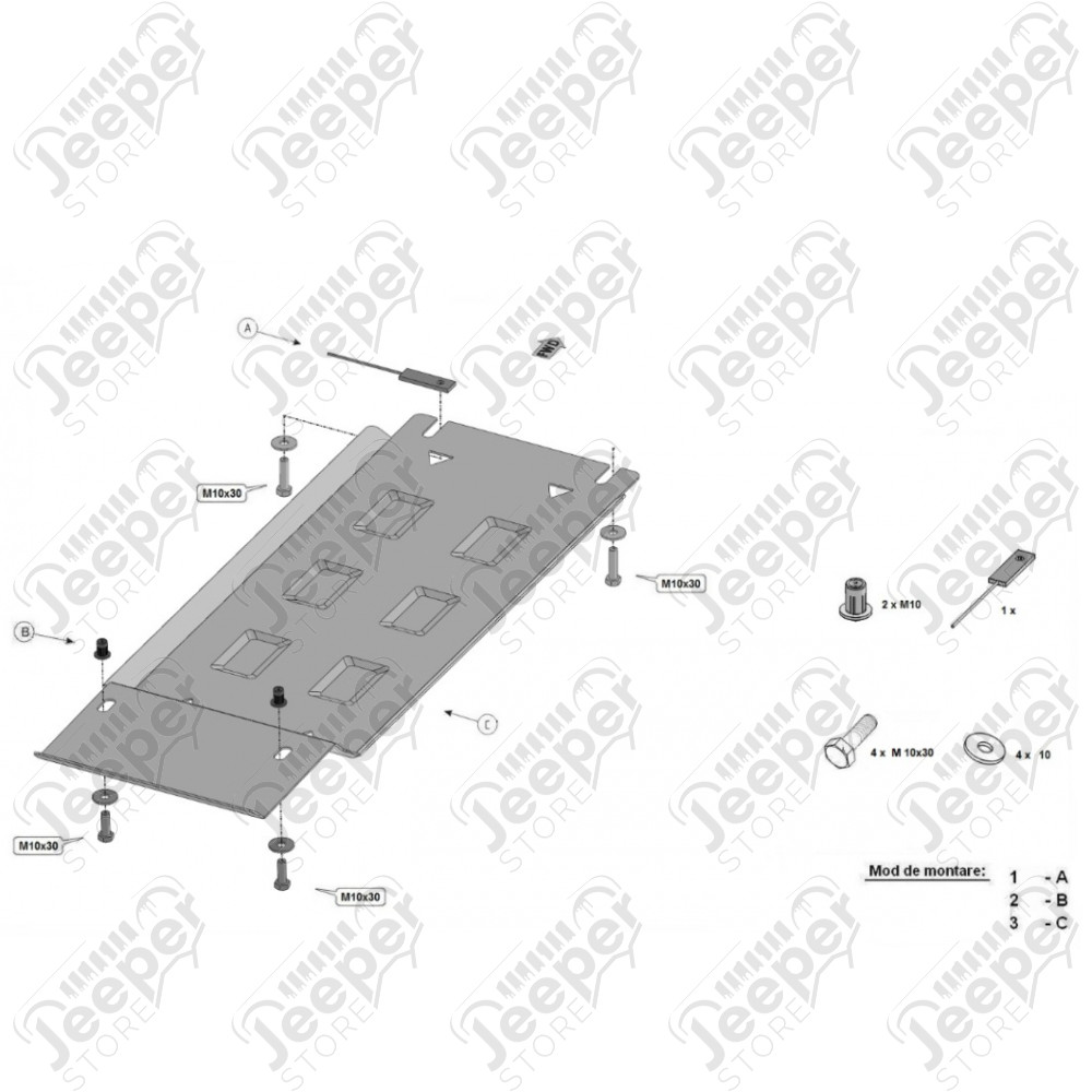Protection acier boîte de vitesses + boîte de transfert FLJ Offroad "IronShield Drivetrain" épaisseur : 2,5 mm pour Jeep Cherokee Liberty KJ - 15007.551 / 00.560 / 5941986203779