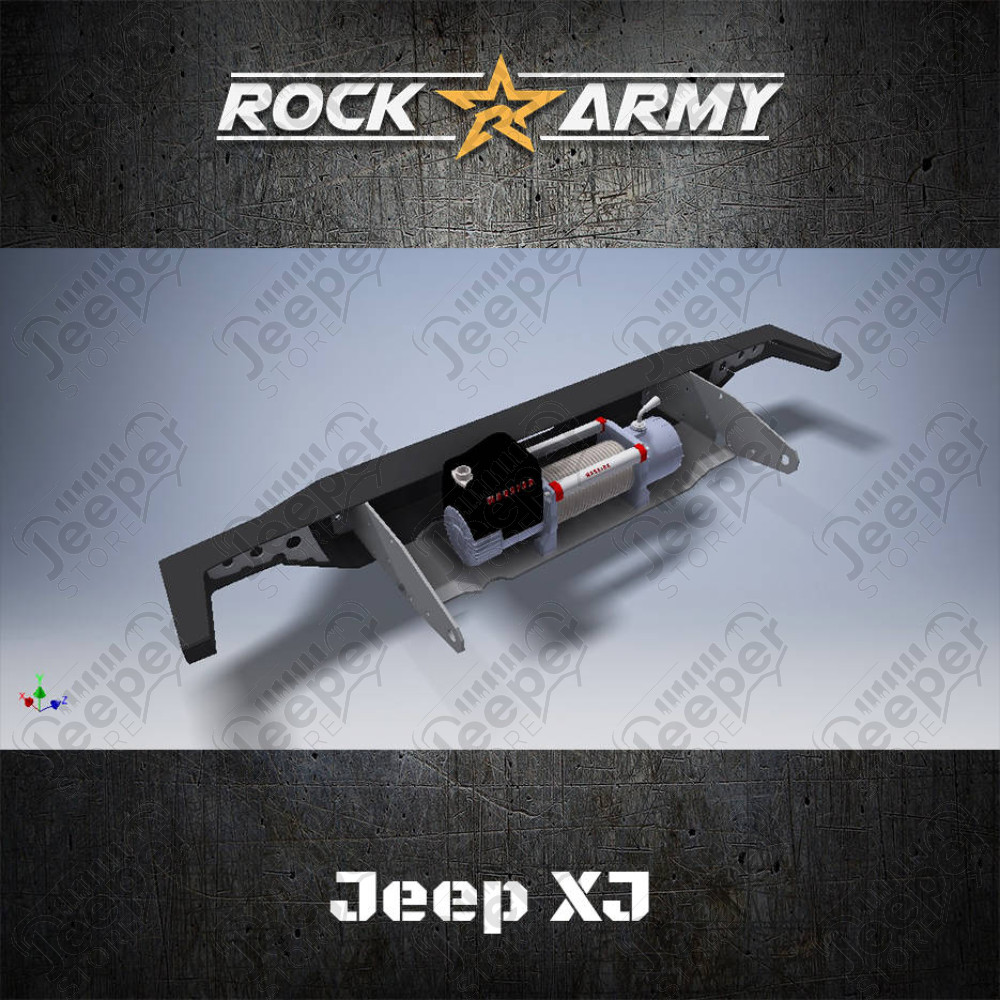 Pare chocs avant acier avec porte treuil (modèle INT) Rock Army Jeep Cherokee XJ