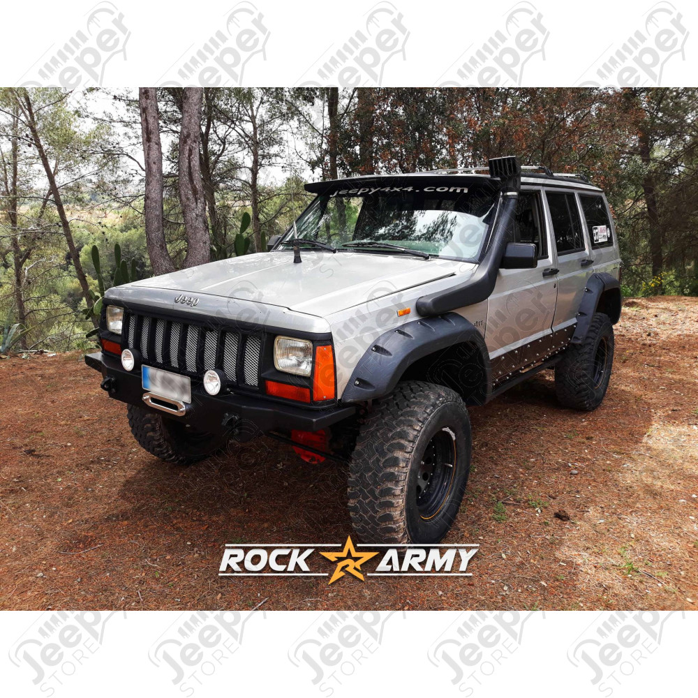 Pare chocs avant acier avec porte treuil (modèle INT) Rock Army Jeep Cherokee XJ