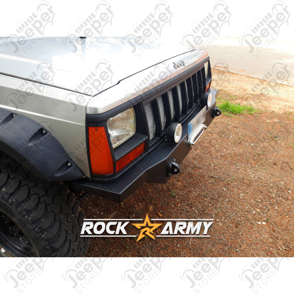 Pare chocs avant acier avec porte treuil (modèle INT) Rock Army Jeep Cherokee XJ
