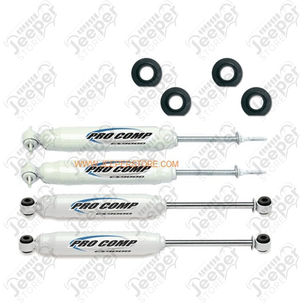 Kit réhausse 4 cales +45mm et 4 amortisseurs ProComp Es9000 pour Jeep Grand Cherokee ZJ, ZG