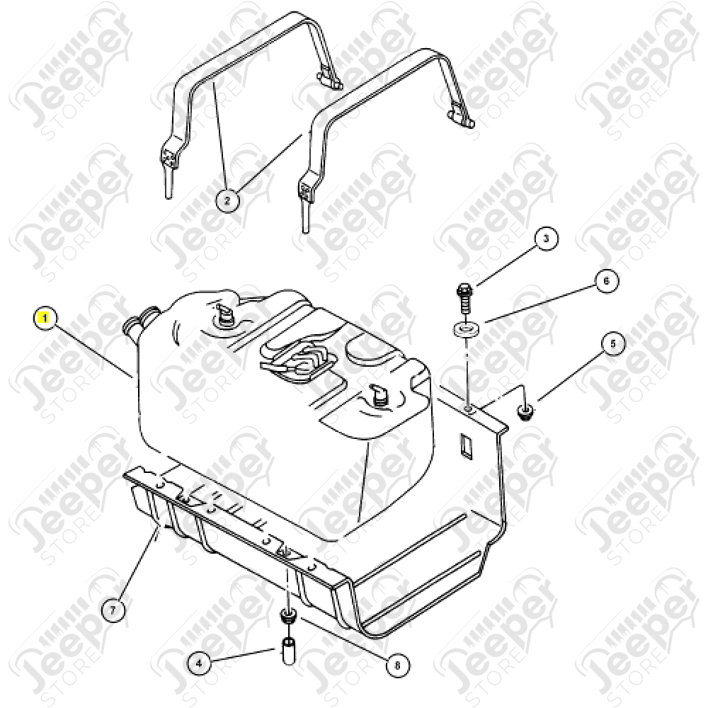 Réservoir plastique nu de carburant Jeep Wrangler TJ