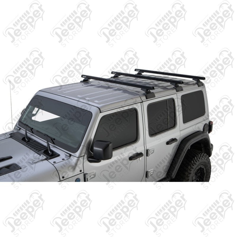 Kit galerie avec 3 barres de toit Rhino-Rack avec système Backbone pour Jeep Wrangler JL Unlimited (4 portes) - 1579.39RRBB / RHR-JB0882 / RHR-RJLB1 + RHR-QMHD05 x3 + RHR-RCL6 + RHR-RB1500B x3