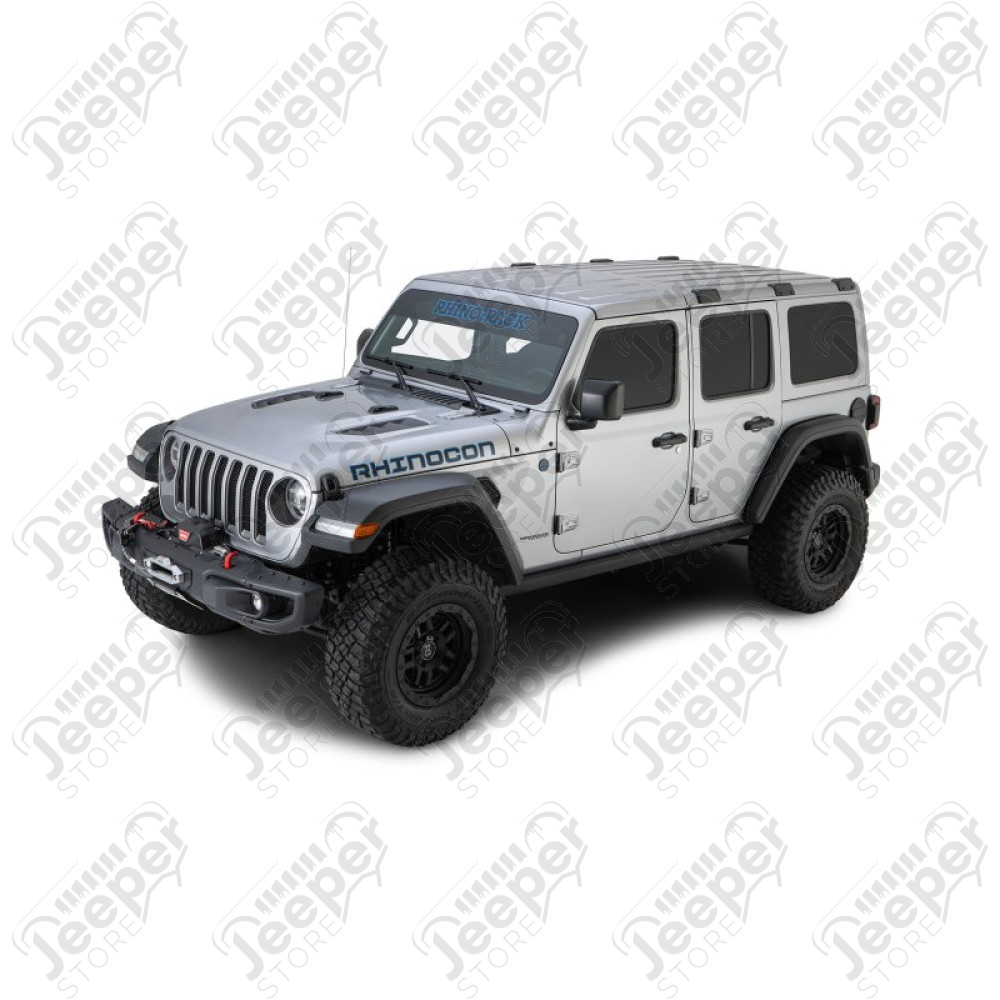 Kit galerie avec 3 barres de toit Rhino-Rack avec système Backbone pour Jeep Wrangler JL Unlimited (4 portes) - 1579.39RRBB / RHR-JB0882 / RHR-RJLB1 + RHR-QMHD05 x3 + RHR-RCL6 + RHR-RB1500B x3
