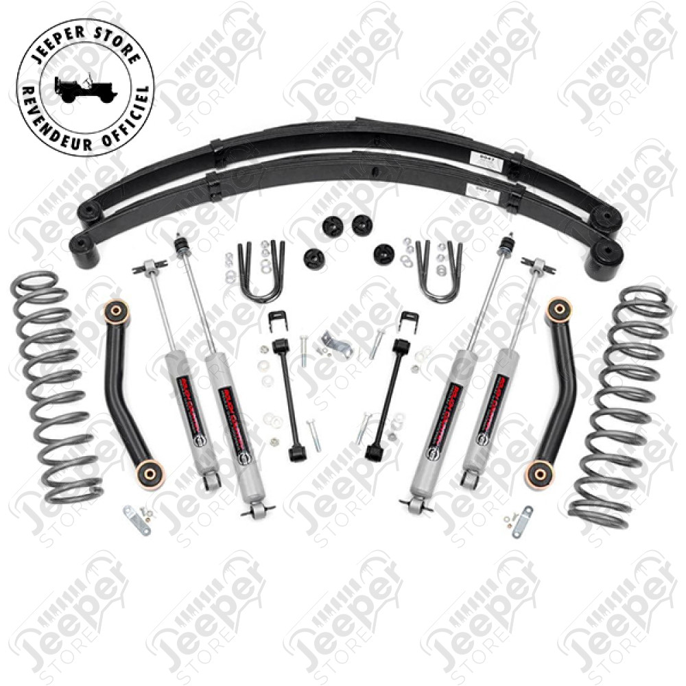 Kit réhausse +4.5" (+11.43 cm) Rough Country - Jeep Cherokee XJ - 633N