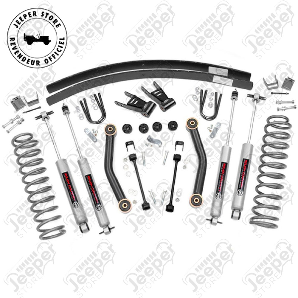 Kit réhausse +4.5" (+11.43 cm) avec Add Leaf Rough Country - Jeep Cherokee XJ - 623N2