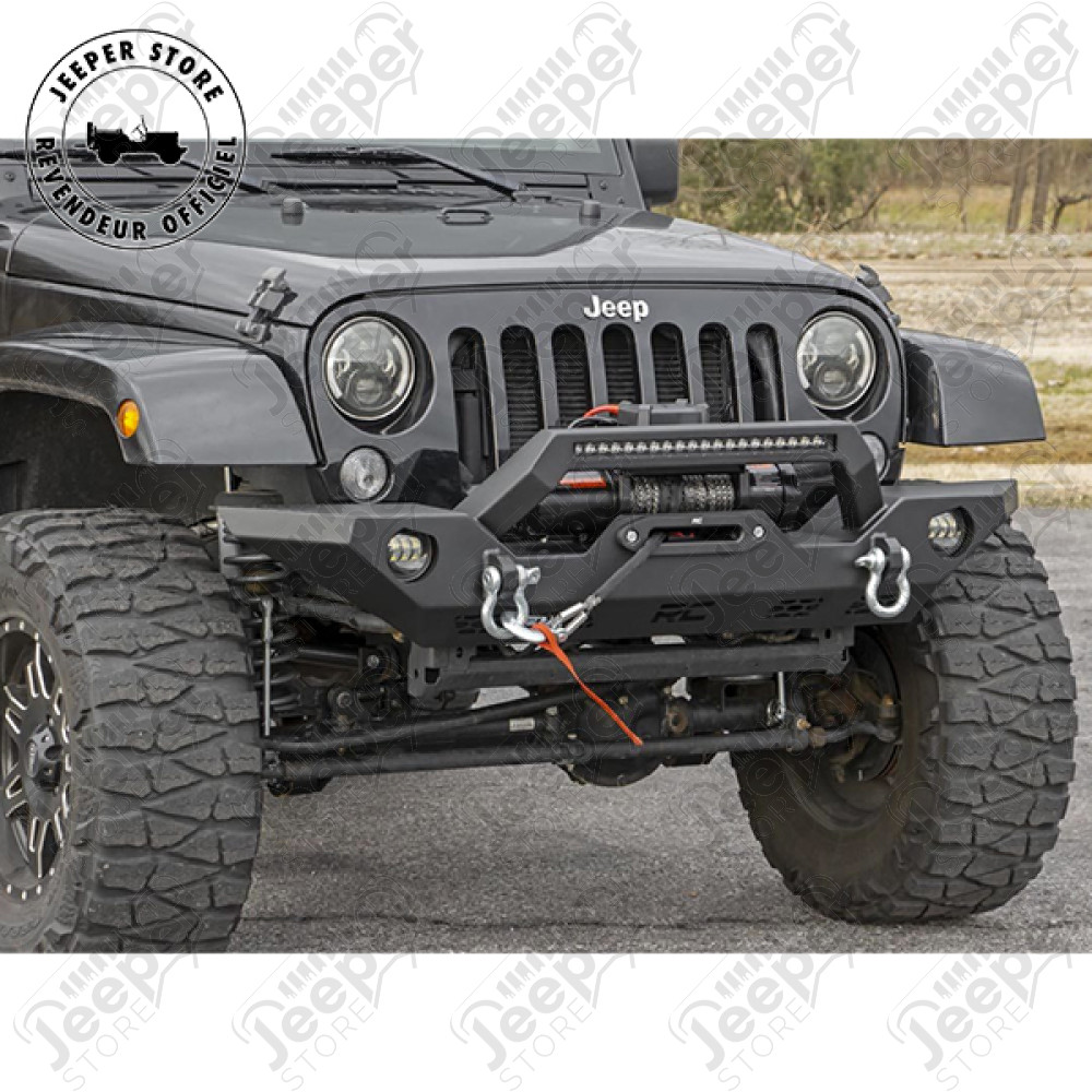 Pare chocs avant RC en acier avec barre de LED 20" et 2 spots 2" pour Jeep Wrangler JL et JL Unlimited