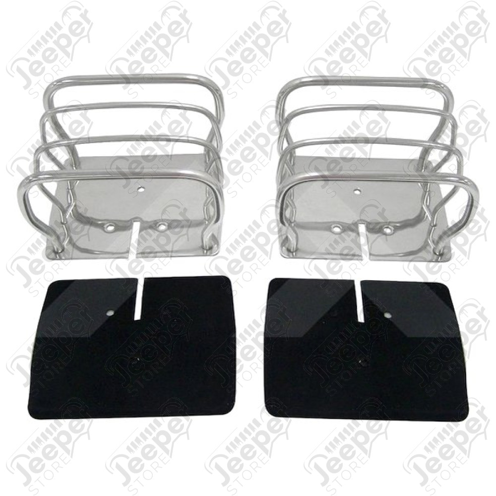 Kit protections de feux arrière acier inox Jeep CJ, Wrangler YJ, TJ - Kit protections de feux arrière acier chrome pour Jeep CJ, Wrangler YJ, TJ
