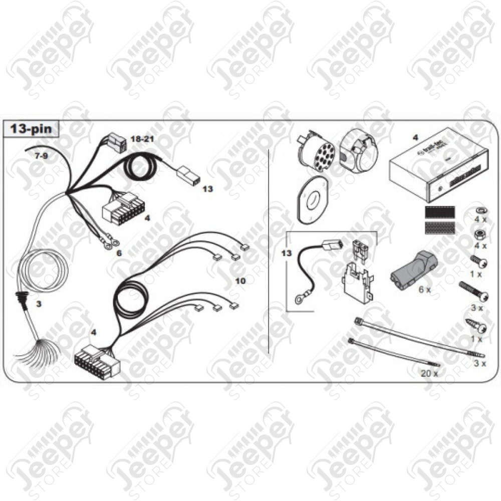 Faisceau multiplexé d'attelage (13 broches) - Jeep Gladiator JT