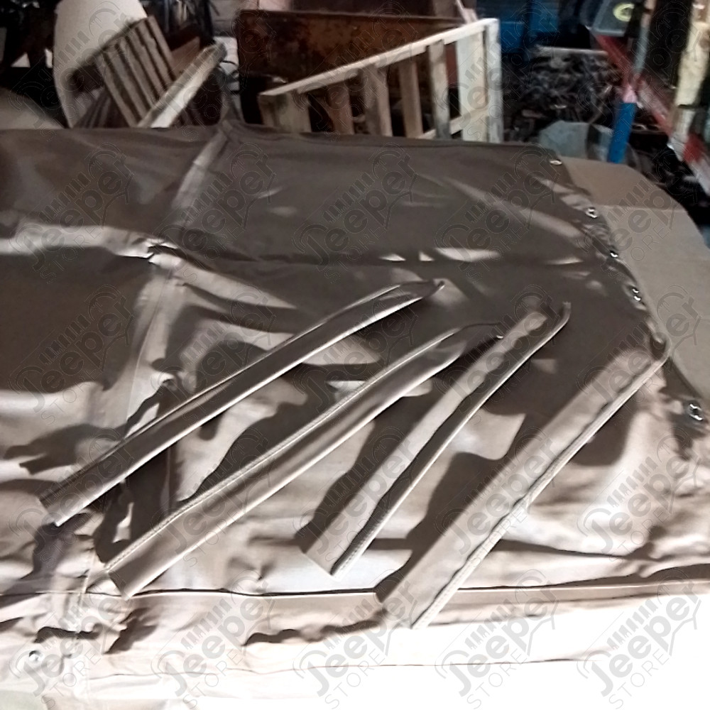 N.O.S. : Bâche capotage de remplacement sans aucune fixation (marque Kayline) couleur marron pour Jeep MB, M201