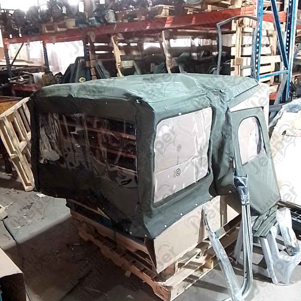 N.O.S. : Bâche capotage de remplacement avec fixation complete (marque Kayline) couleur verte khaki pour Jeep MB, M201, CJ2A