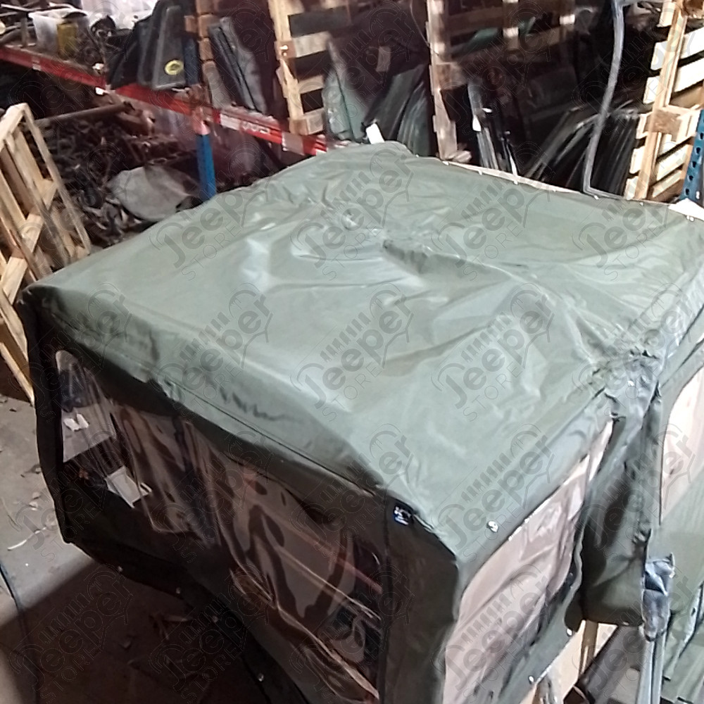 N.O.S. : Bâche capotage de remplacement avec fixation complete (marque Kayline) couleur verte khaki pour Jeep MB, M201, CJ2A