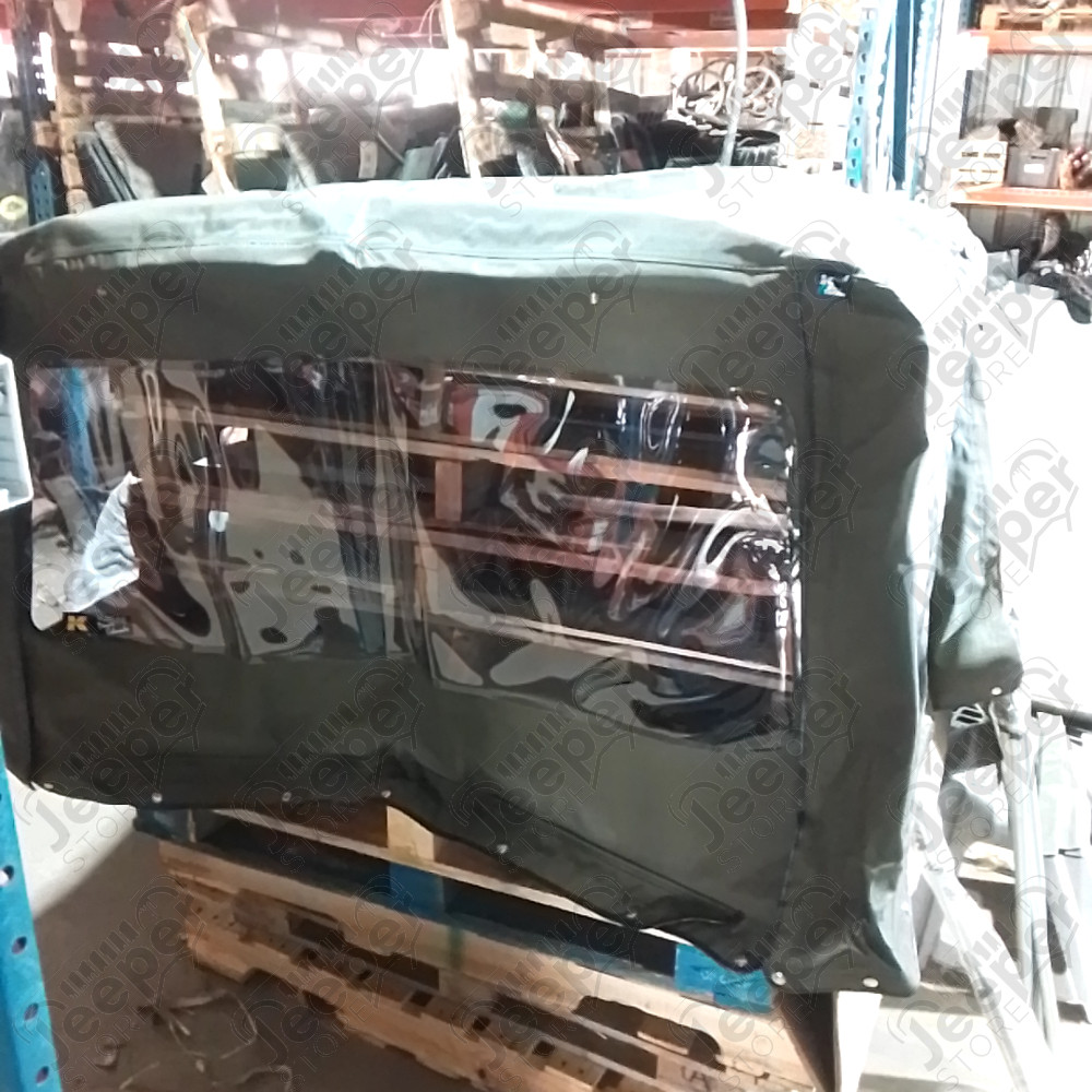 N.O.S. : Bâche capotage de remplacement avec fixation complete (marque Kayline) couleur verte khaki pour Jeep MB, M201, CJ2A