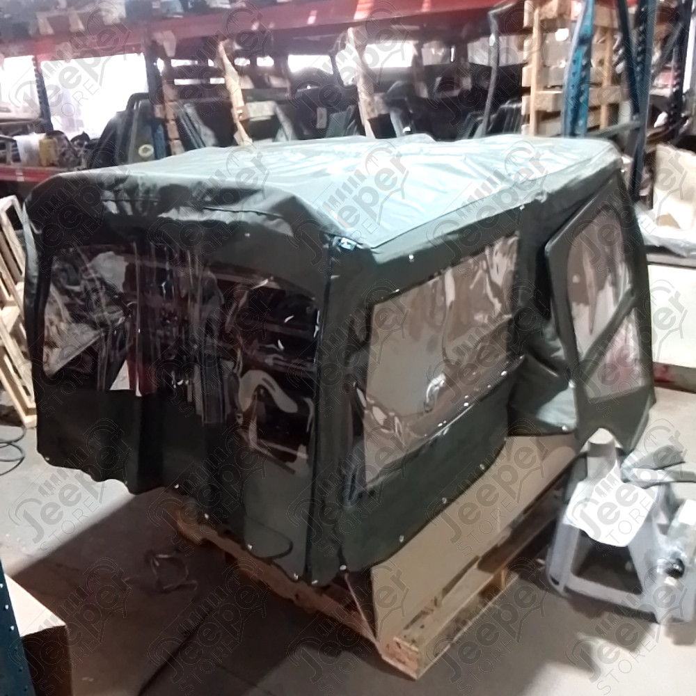 N.O.S. : Bâche capotage de remplacement sans aucune fixation (marque Kayline) couleur verte pour Jeep M38A, CJ5