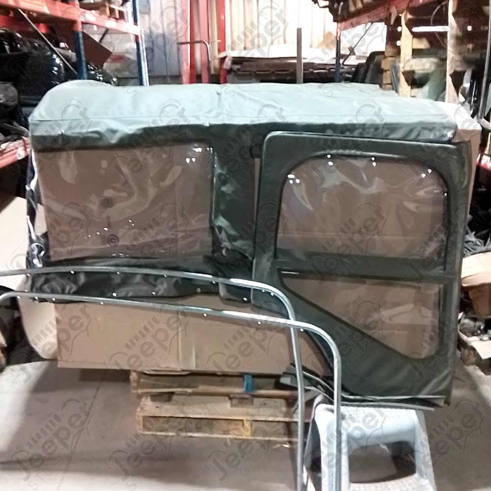N.O.S. : Bâche capotage de remplacement avec fixation partielle (marque Kayline) couleur verte pour Jeep MB, M201