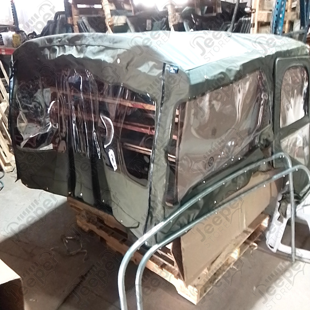 N.O.S. : Bâche capotage de remplacement avec fixation partielle (marque Kayline) couleur verte pour Jeep MB, M201