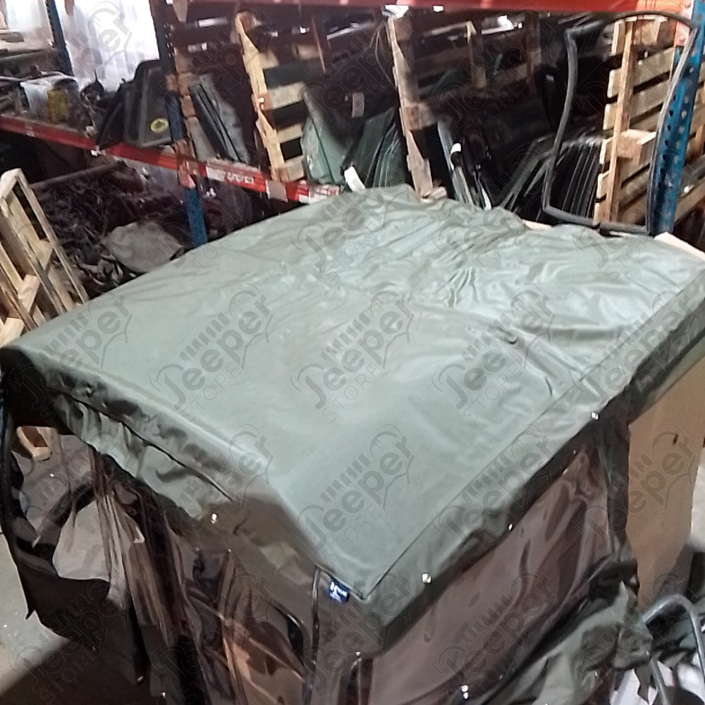 N.O.S. : Bâche capotage de remplacement avec fixation partielle (marque Kayline) couleur verte pour Jeep MB, M201