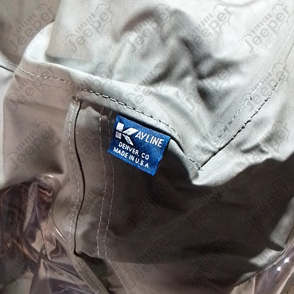 N.O.S. : Bâche capotage de remplacement avec fixation (marque Kayline) couleur verte khaki pour Jeep M38, CJ3A, CJ3B