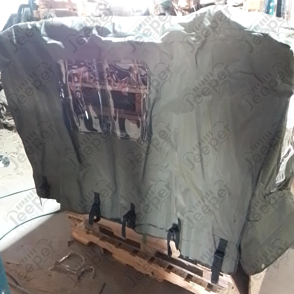 N.O.S. : Bâche capotage de remplacement sans aucune fixation (marque Kayline) couleur verte pour Jeep MB, M201