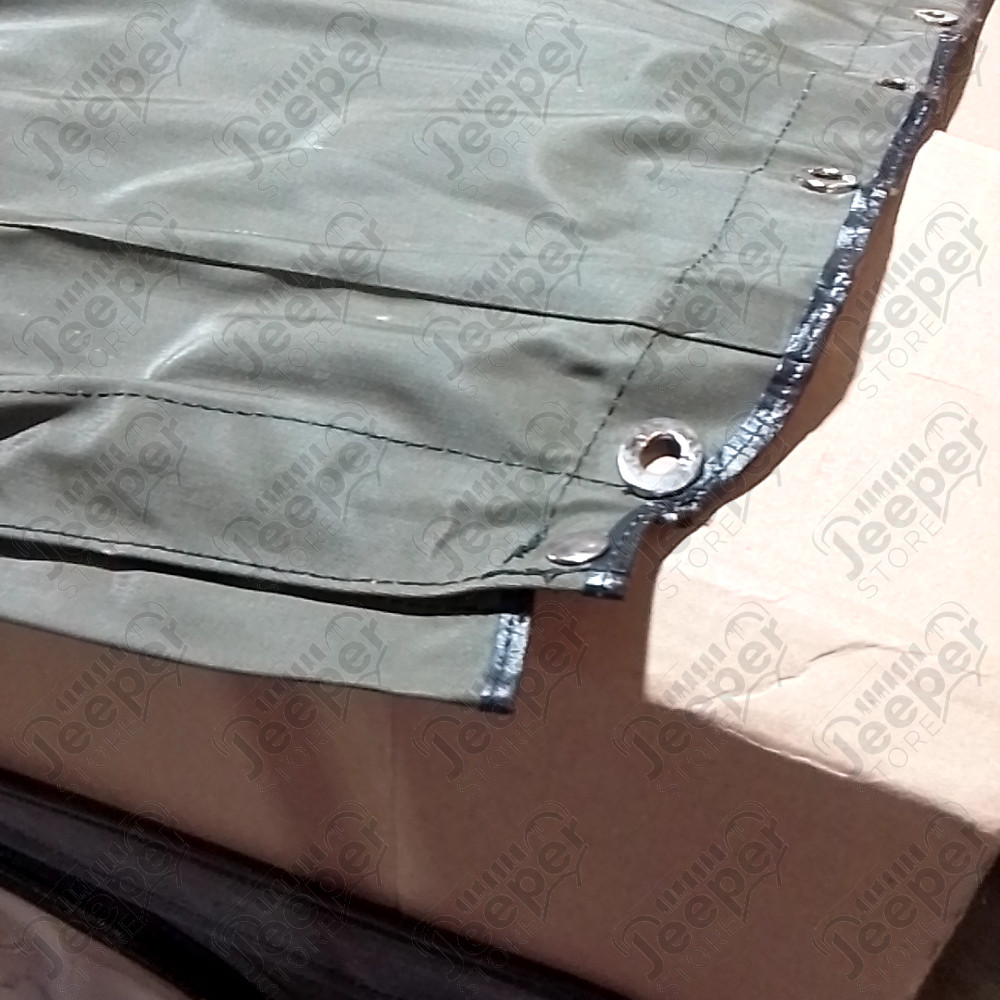 N.O.S. : Bâche capotage de remplacement sans aucune fixation (marque Kayline) couleur verte pour Jeep MB, M201