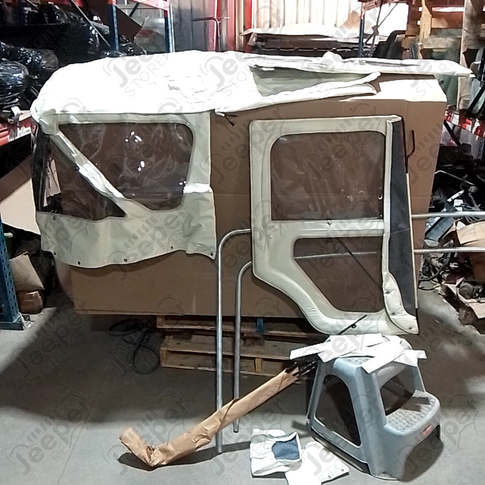 N.O.S. : Bâche capotage de remplacement avec fixation partielle (marque Bestoo) couleur blanche pour Jeep MB, M201, CJ2A