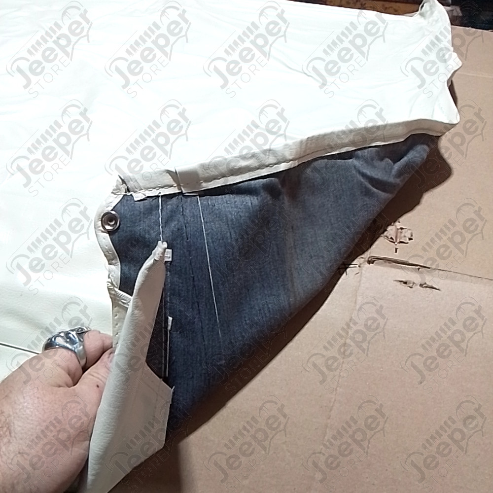 N.O.S. : Bâche capotage de remplacement avec fixation partielle (marque Bestoo) couleur blanche pour Jeep MB, M201, CJ2A