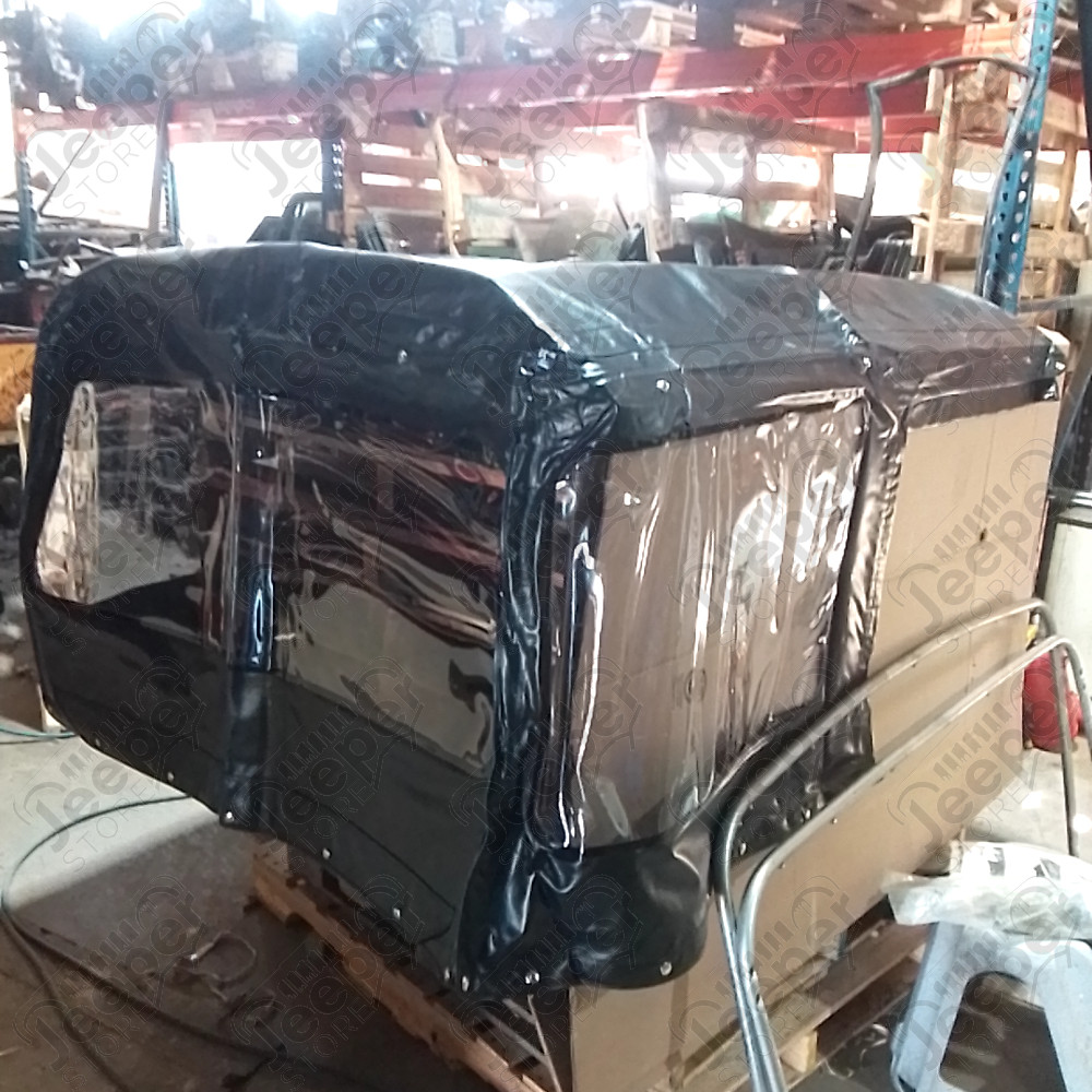 N.O.S. : Bâche capotage de remplacement avec fixation partielle (marque Kayline) couleur noire pour Jeep M38A, CJ5