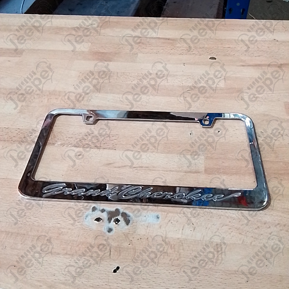 Occasion : Enjoliveur en inox avec logo Grand Cherokee pour plaque d'immatriculation US pour Jeep ZJ, ZG, WJ, WG, WH, WK, WL, WK2