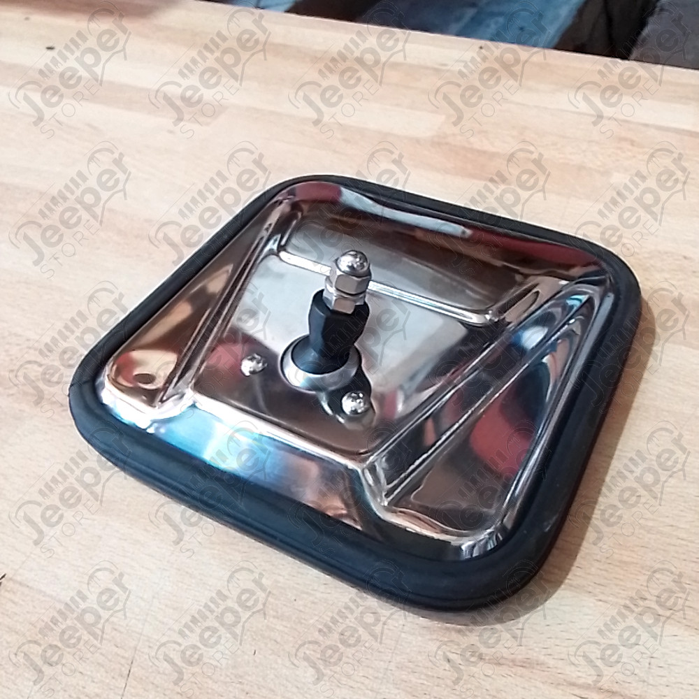 Occasion : Rétroviseur en acier/inox (vitre fissurée) pour Jeep CJ5, CJ7, CJ8, YJ