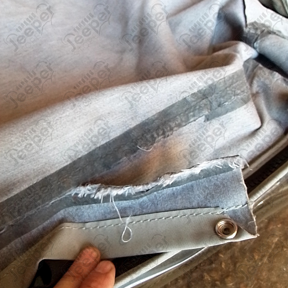 Occasion : Bâche Bestop grise avec fenêtres et lunette arrière plastique, incomplète sans aucune armature. pour Jeep CJ7, YJ