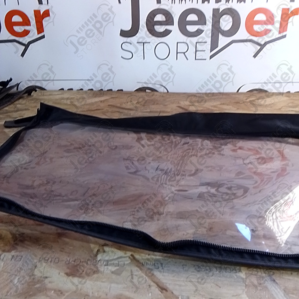 Occasion : Lunette arrière plastique pour bâche Bestop grise pour Jeep CJ7, YJ, TJ