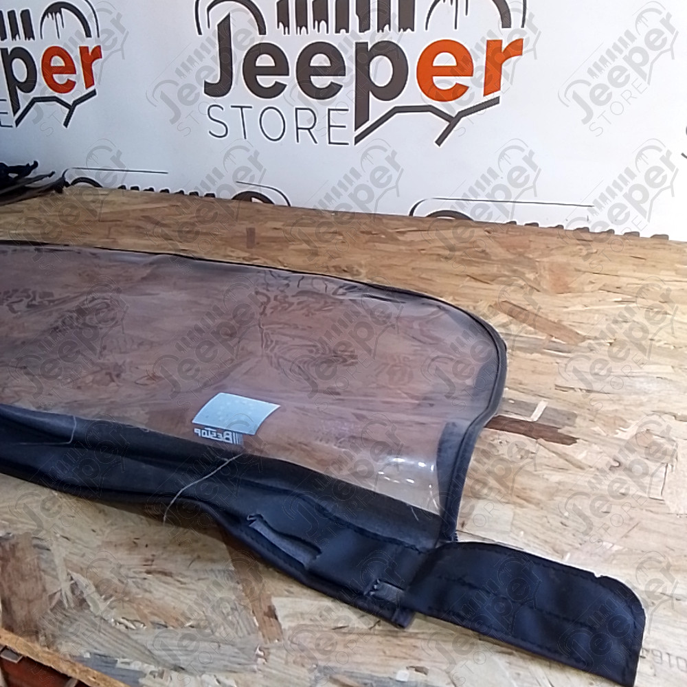 Occasion : Lunette arrière plastique pour bâche Bestop grise pour Jeep CJ7, YJ, TJ