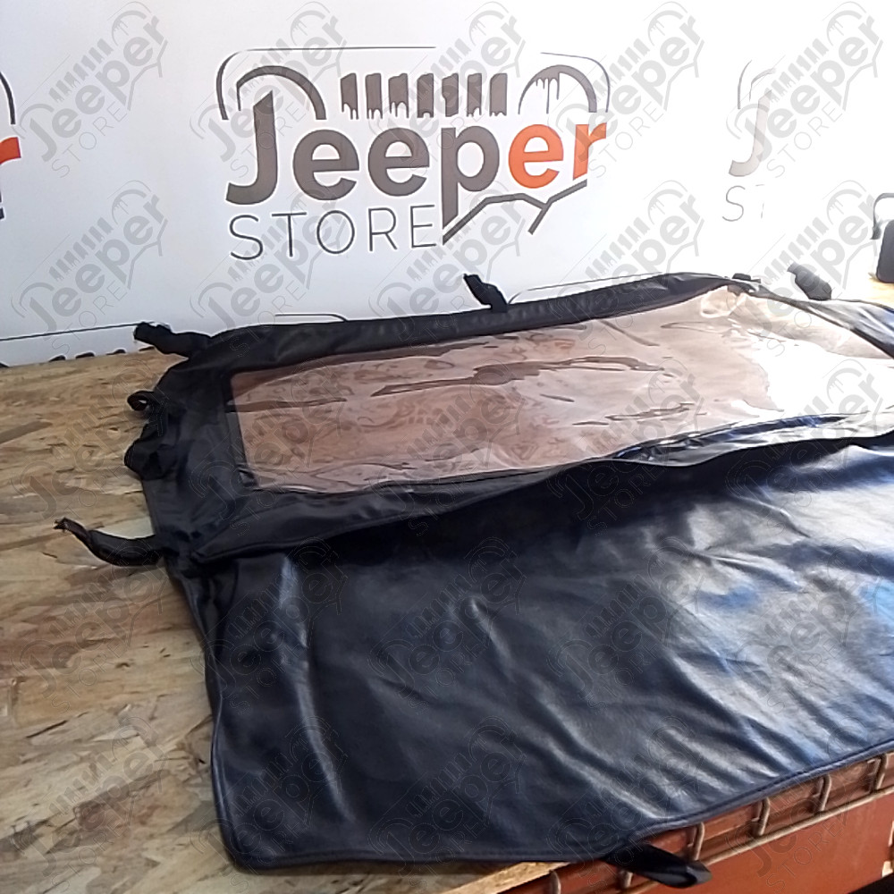 Occasion : Windjammer (rideau arrière) simili cuir noir pour Jeep CJ7, CJ8, YJ