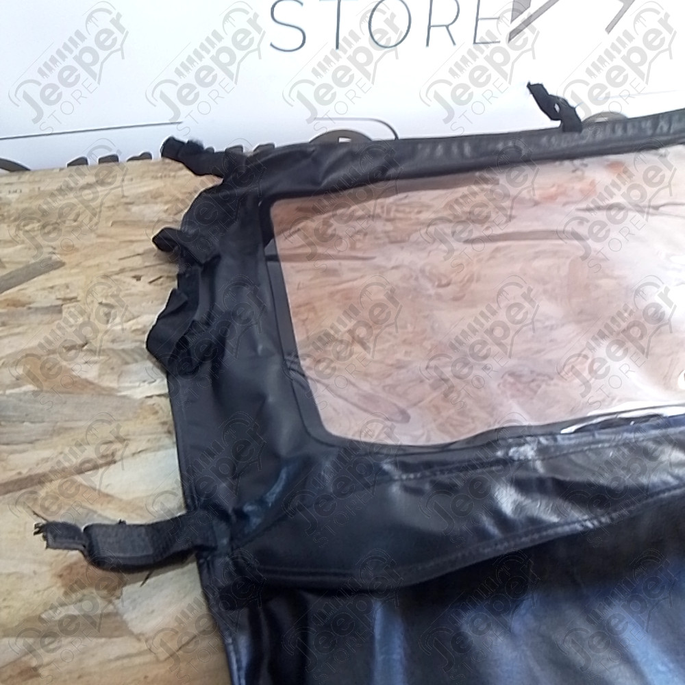 Occasion : Windjammer (rideau arrière) simili cuir noir pour Jeep CJ7, CJ8, YJ