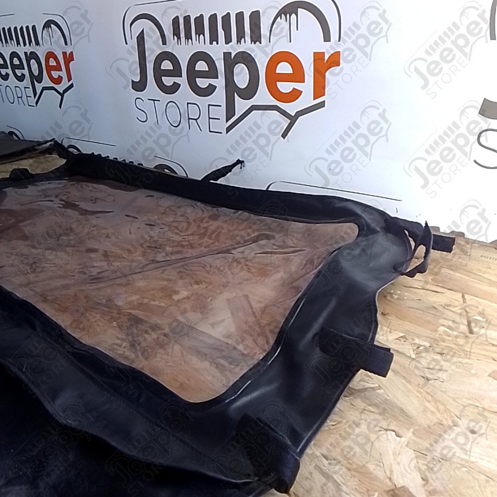 Occasion : Windjammer (rideau arrière) simili cuir noir pour Jeep CJ7, CJ8, YJ