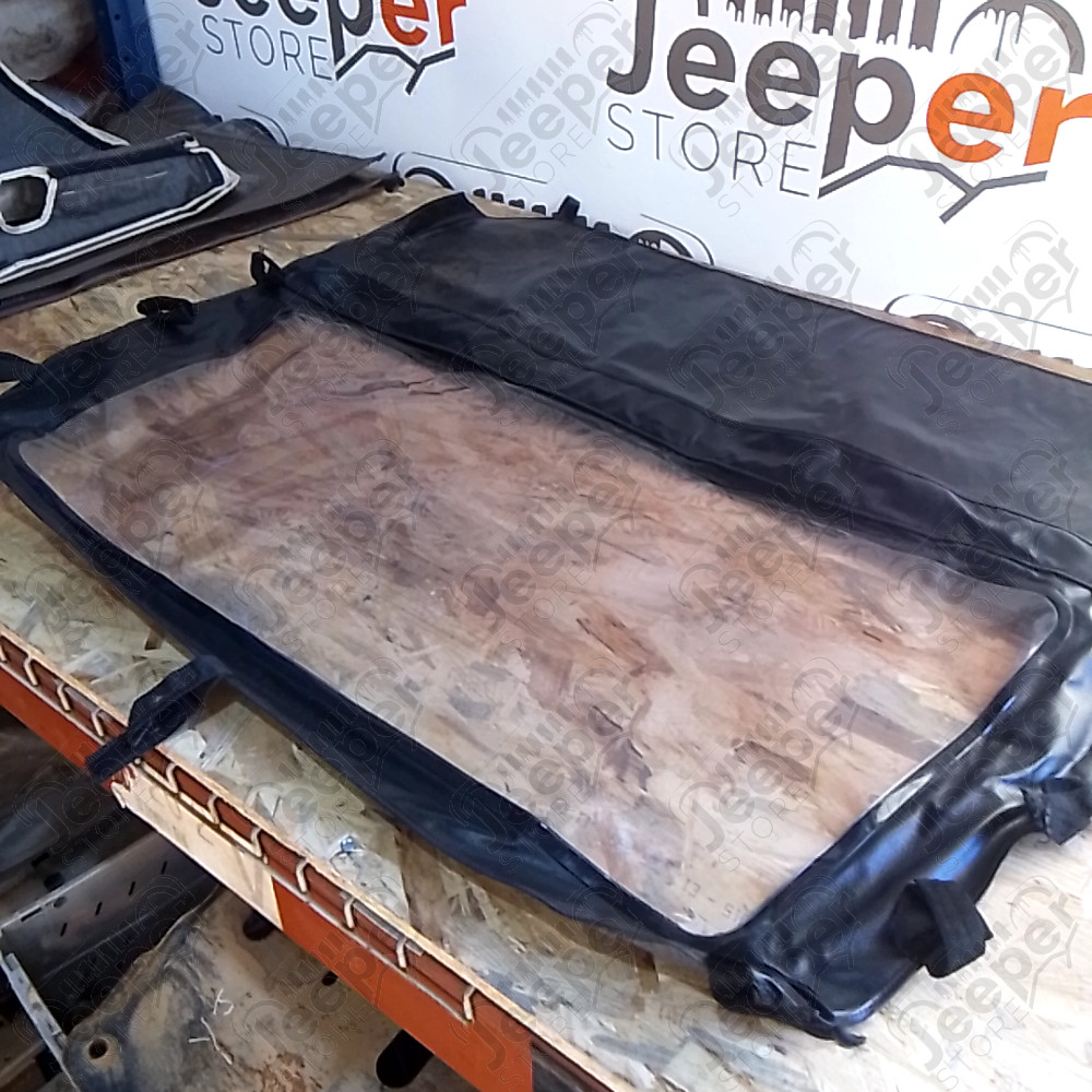 Occasion : Windjammer (rideau arrière) simili cuir noir pour Jeep CJ7, CJ8, YJ