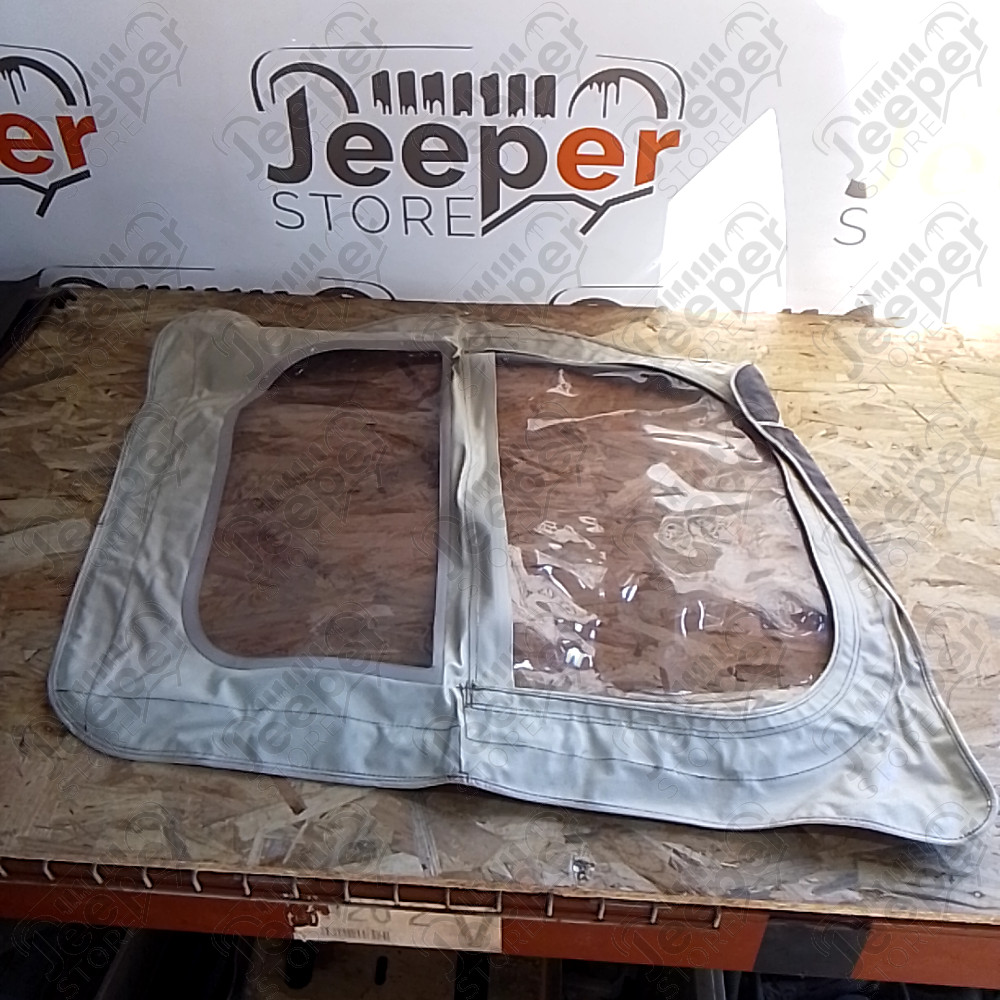 Occasion : Toile pour porte en toile gauche simili cuir blanc pour Jeep CJ5, CJ6