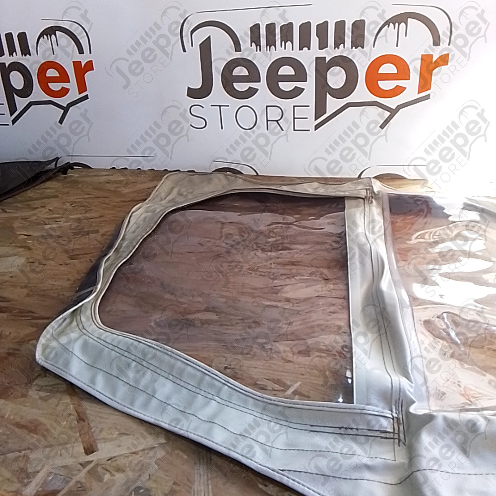 Occasion : Toile pour porte en toile gauche simili cuir blanc pour Jeep CJ5, CJ6