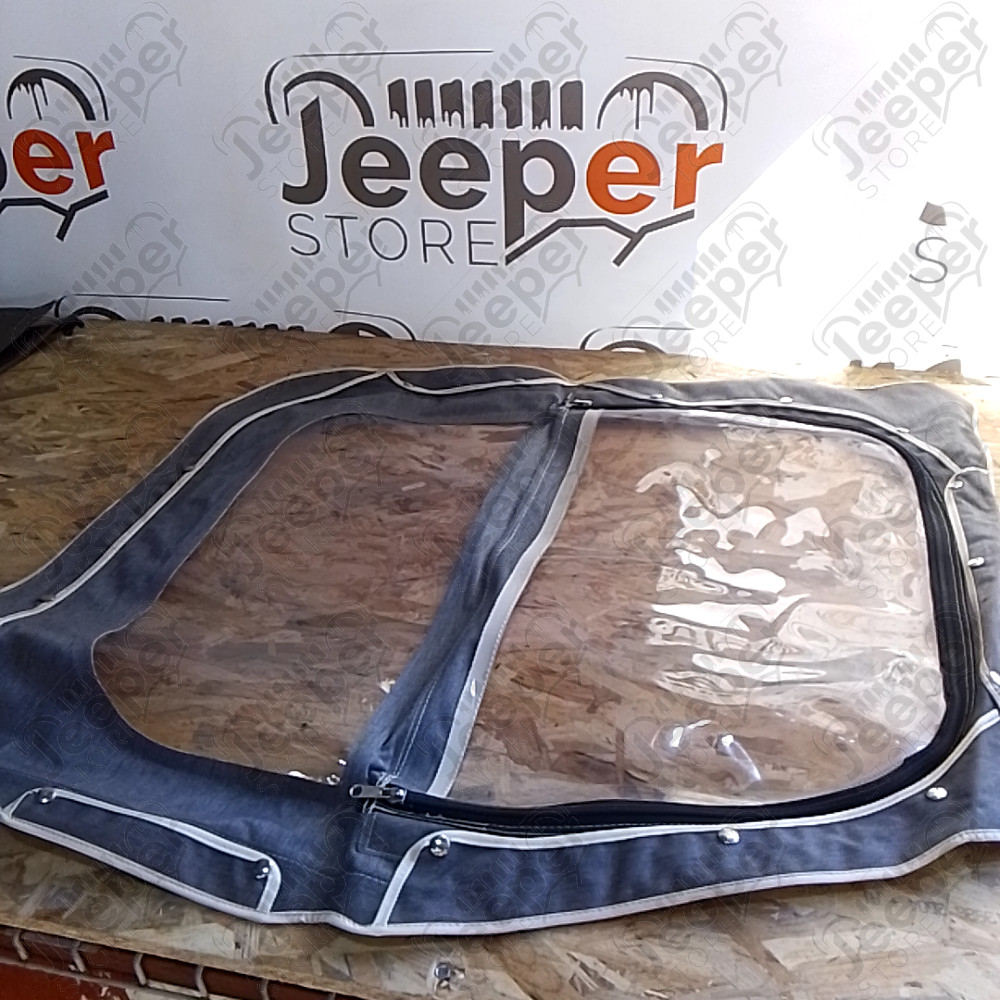 Occasion : Toile pour porte en toile gauche simili cuir blanc pour Jeep CJ5, CJ6
